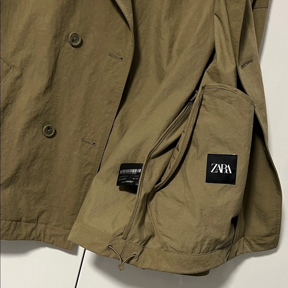 ZARA NWOT Men's Khaki Cropped Trench coat, Size XL - Picture 11 of 13